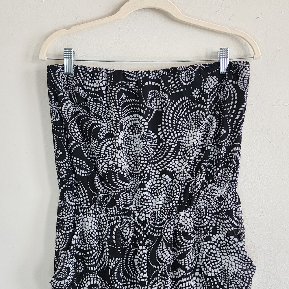 Womens Strapless Flowy Maxi Jumpsuit Large Resort Vacation Coquette Comfort Boho